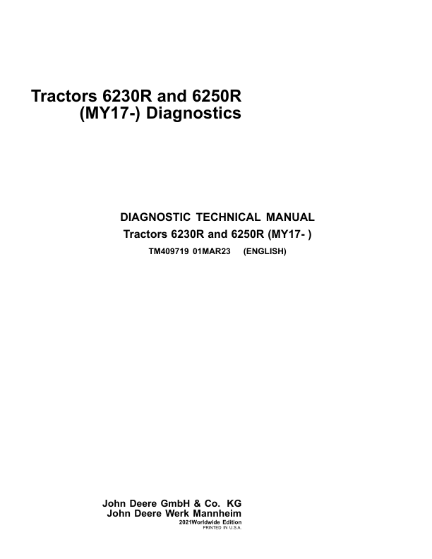 John Deere 6230R, 6250R Tractors Service Repair Manual (MY17 – )_TM409719_1