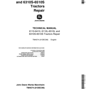 John Deere 6310S, 6410S, 6510S Tractors Service Repair Manual