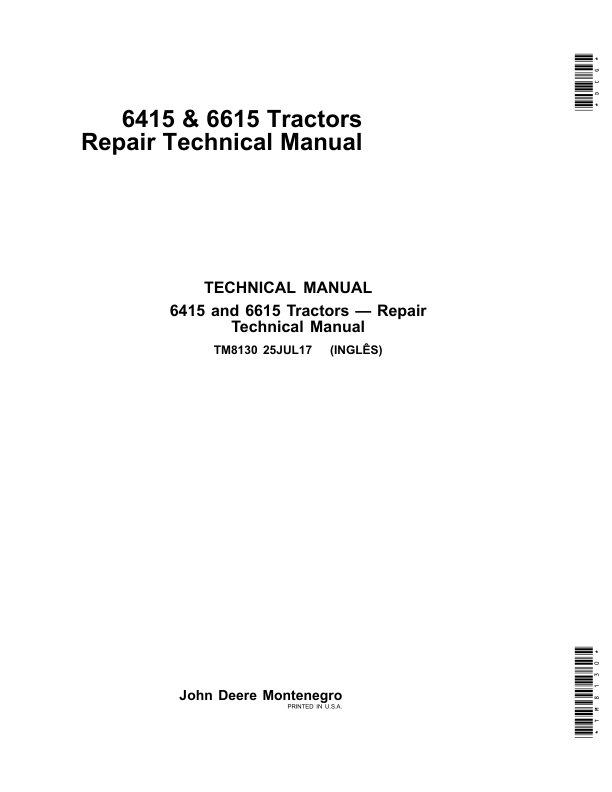 John Deere 6415, 6615, 7515 Tractors Service Repair Manual_TM8130_1