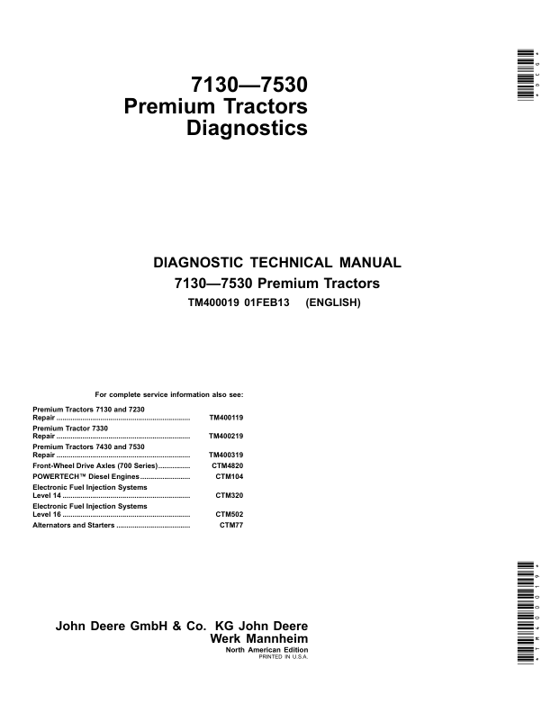 John Deere 7130 Premium, 7230 Premium Tractors Service Repair Manual_TM400019_1