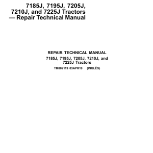 John Deere 7185J, 7195J, 7205J, 7210J, 7225J Tractors Service Repair Manual
