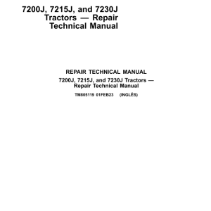 John Deere 7200J, 7215J, 7230J Tractors Service Repair Manual (TM805019 & TM805119)
