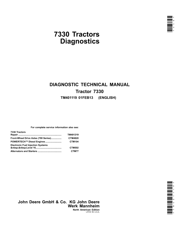 John Deere 7330 Tractor Service Repair Manual (TM401119 & TM401219)_TM401119_1