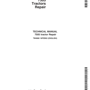 John Deere 7505 Tractors Service Repair Manual (Australia & South America)