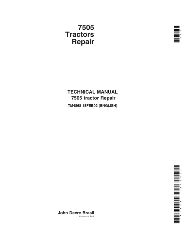 John Deere 7505 Tractors Service Repair Manual (Australia & South America)