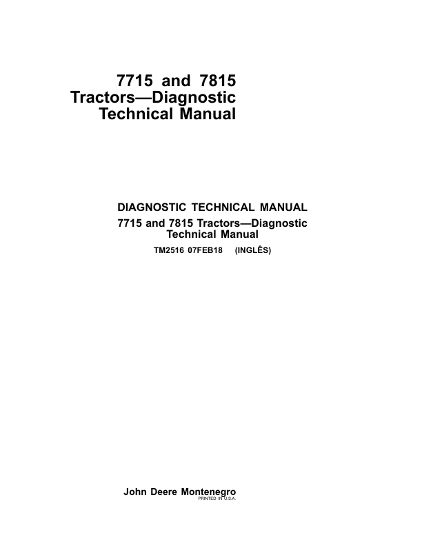 John Deere 7715, 7815 Tractors Service Repair Manual (TM2190 & TM2516)_TM2516_1