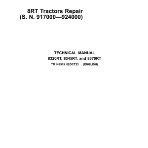 John Deere 8320RT, 8345RT, 8370RT Tractors Repair Manual (S.N after 920001 - )