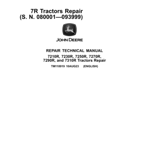 John Deere 7210R, 7230R, 7250R, 7270R, 7290R, 7310R Tractors Repair Manual