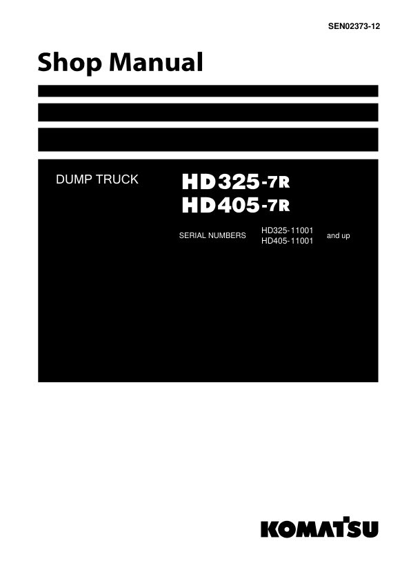 Komatsu HD325-7R Dump Truck Service Repair Manual