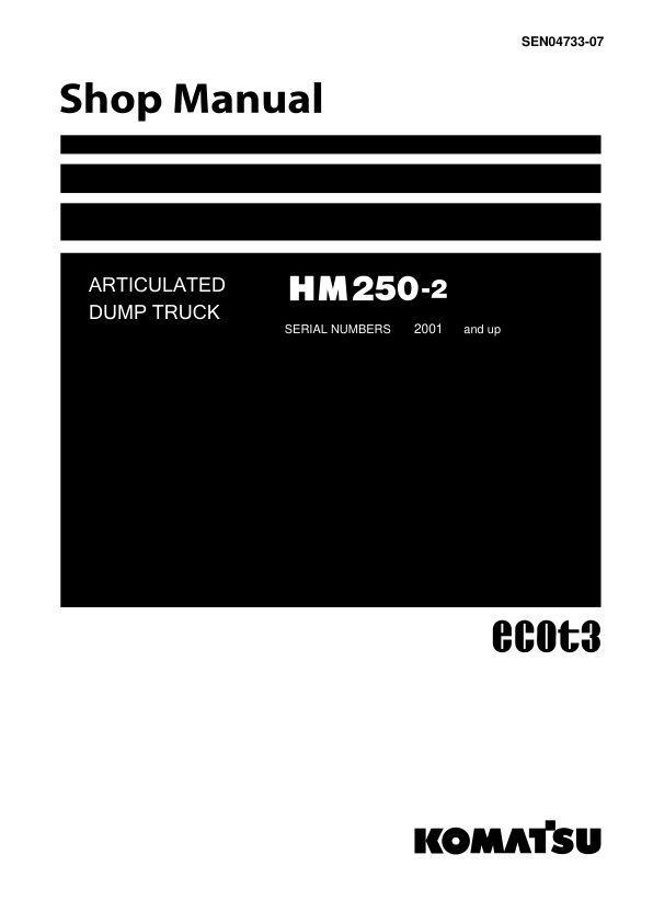 Komatsu HM250-2 Dump Truck Service Repair Manual