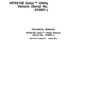 John Deere HPX815E Gator Utility Vehicle Repair Manual (S.N 010001 -)