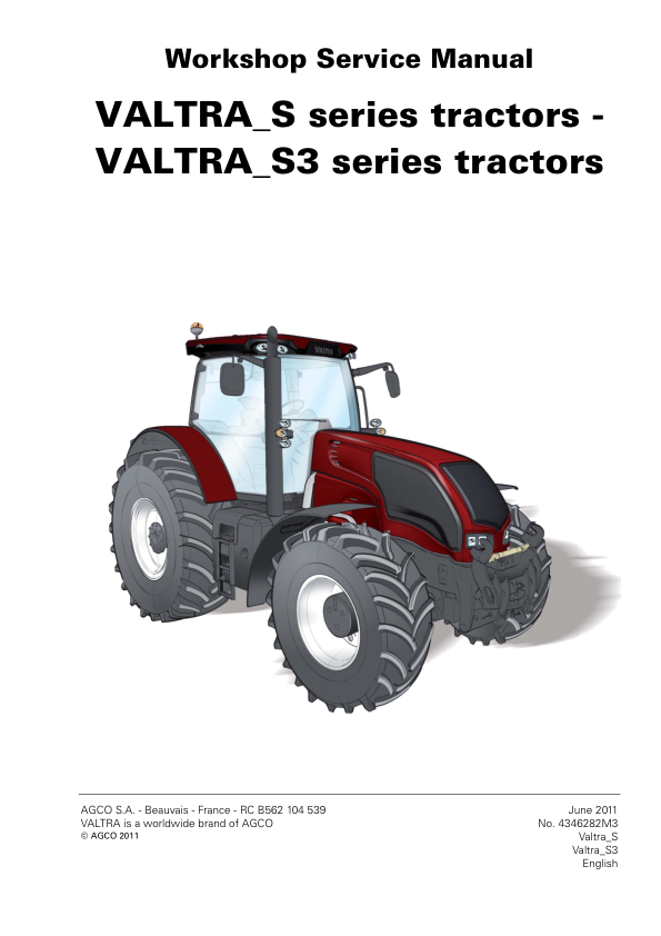 Valtra S232, S262, S292, S322, S352 (S Series & S3 Series) Tractors Repair Manual