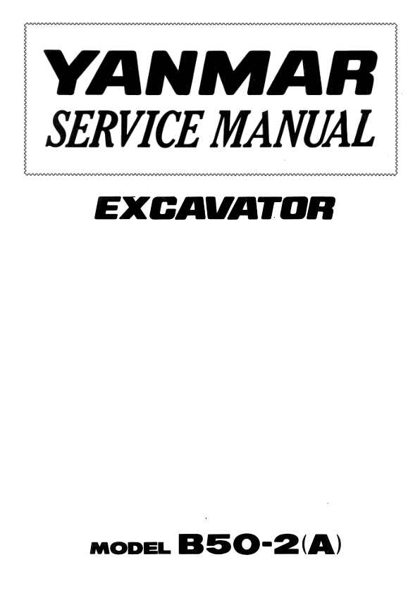 Yanmar B20-2, B20-2A Crawler Excavator Service Repair Manual