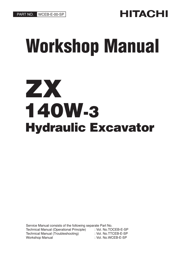 Hitachi ZX140W-3 Wheel Excavator Service Repair Manual