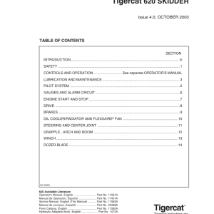Tigercat 620 Skidder Repair Service Manual (6200111 - 6200499)