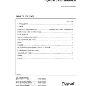 Tigercat 630B Skidder Repair Service Manual (6301001 – 6301999)