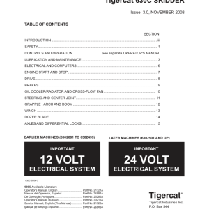 Tigercat 630C Skidder Repair Service Manual (6302001 – 6303000)