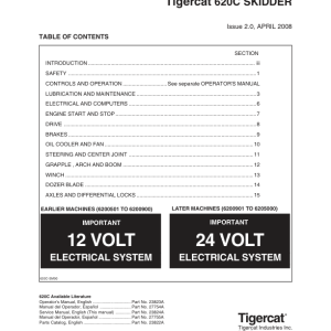Tigercat 620C Skidder Repair Service Manual (6200501 – 6205000)