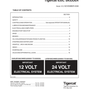 Tigercat 635C Skidder Repair Service Manual (6350501 – 6351000)
