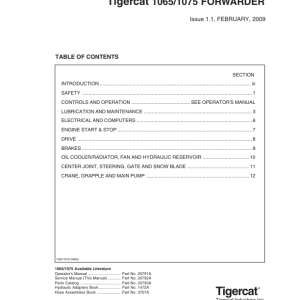Tigercat 1065, 1075 Forwarder Repair Service Manual