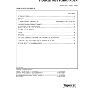 Tigercat 1045, 1055 Forwarder Repair Service Manual
