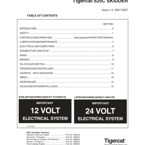 Tigercat 625C Skidder Repair Service Manual (6250101 - 6250300)