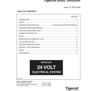 Tigercat E625C Skidder Repair Service Manual (6250301 – 6250330)