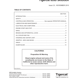 Tigercat 635D Skidder Repair Service Manual (6351001 – 6351500)