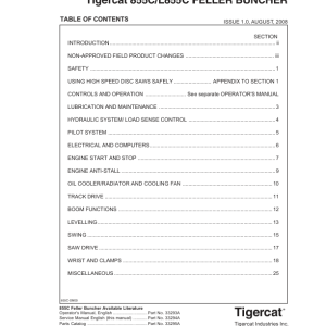 Tigercat 855C, L855C Feller Buncher Repair Service Manual