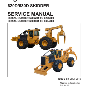 Tigercat 620D, 630D Skidder Repair Service Manual