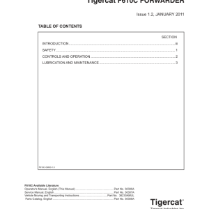 Tigercat F610C Forwarder Operators Manual