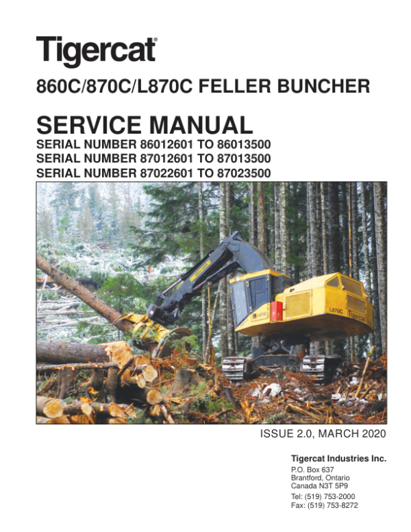 Tigercat 860C, 870C, L870C Feller Buncher Repair Service Manual