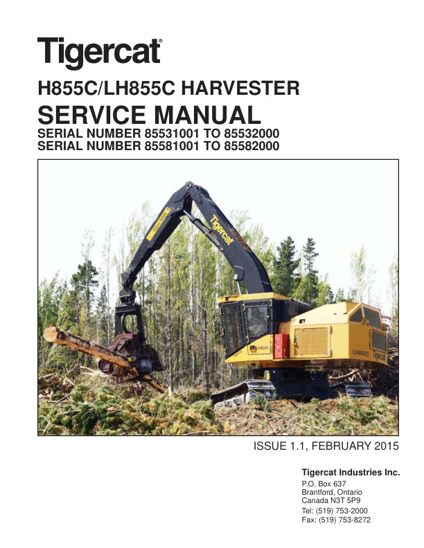 Tigercat H855C, LH855C Harvester Repair Service Manual