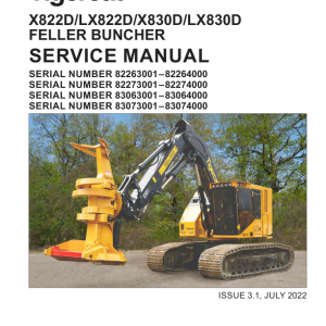 Tigercat X822D, LX822D, X830D, LX830D Feller Buncher Repair Service Manual