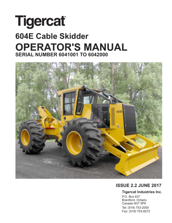 Tigercat 604E Skidder Operators and Engine Manual (6041001 - 6042000)