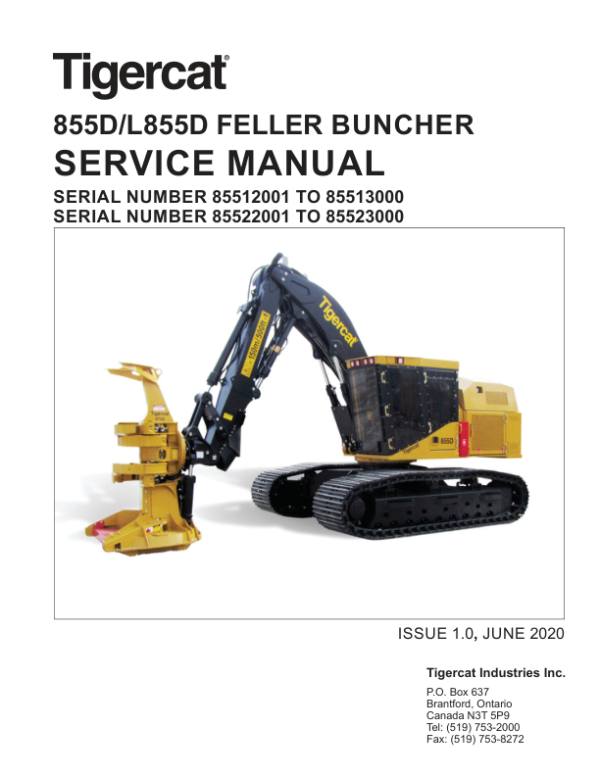 Tigercat 855D, L855D Feller Buncher Repair Service Manual