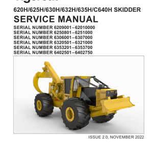 Tigercat 620H, 625H, 630H, 632H, 635H, C640H Skidder Repair Service Manual