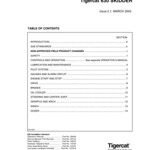 Tigercat 630 Skidder Repair Service Manual (6300101 – 6300999)