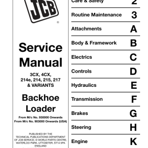 JCB 3CX, 4CX, 214, 215, 217 Loader Service Repair Manual (0930000 - 0959999)