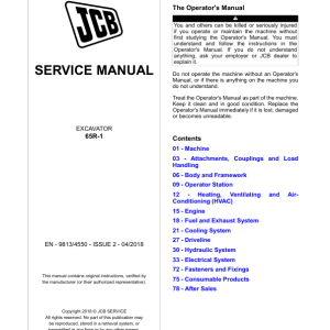 JCB 65R-1 Excavator Service Repair Manual