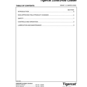 Tigercat 235B, 245B Loader Operators Manual