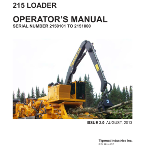 Tigercat 215 Loader Operator Manual (2150101 - 2151000)