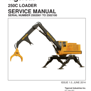 Tigercat 250C Loader Repair Service Manual (2502001 - 2502101)