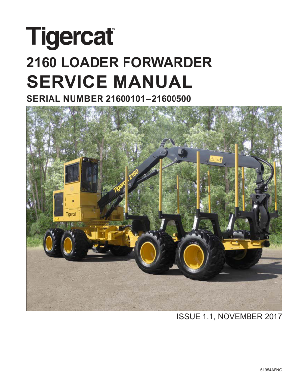 Tigercat 2160 Loader Forwarder Repair Service Manual (21600101 – 21600500)