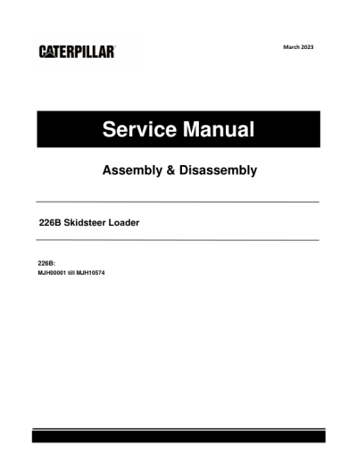 Caterpillar CAT 226B Skidsteer Loader Service Repair Manual (MJH00001 ...