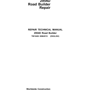 John Deere 2954D Road Builder Repair Technical Manual TM10406