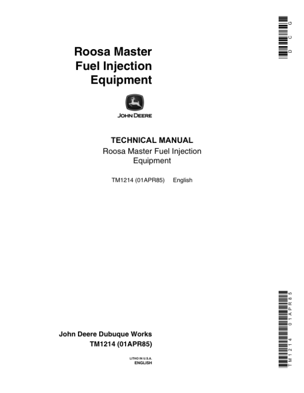 John Deere Roosa Master 9.5mm Injection Nozzles and DM Series Pump Technical Manual