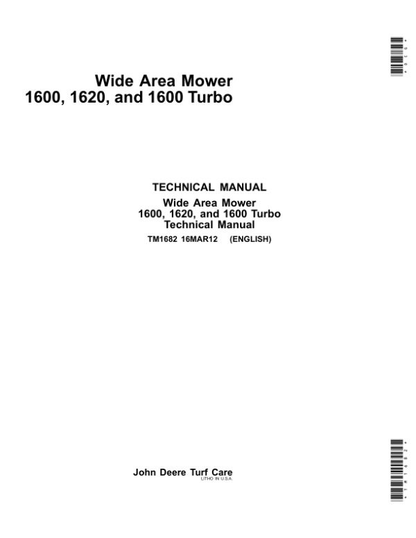 John Deere 1600, 1620 Series II Turbo Mower Repair Technical Manual TM1682