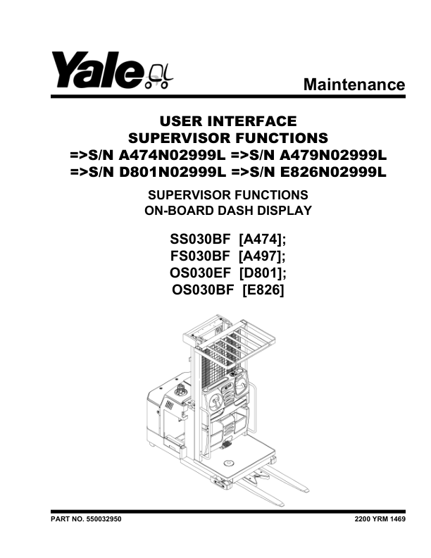 Yale FS030BF Order Picker A497 Service Repair Manual