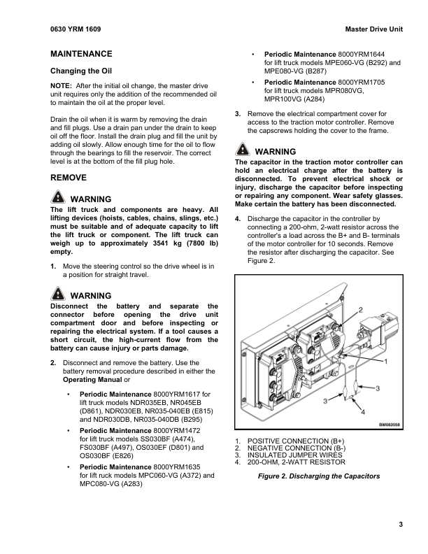 Yale NDR030EB, NR040EB, NR035EB Reach Truck E815 Series Repair Manual